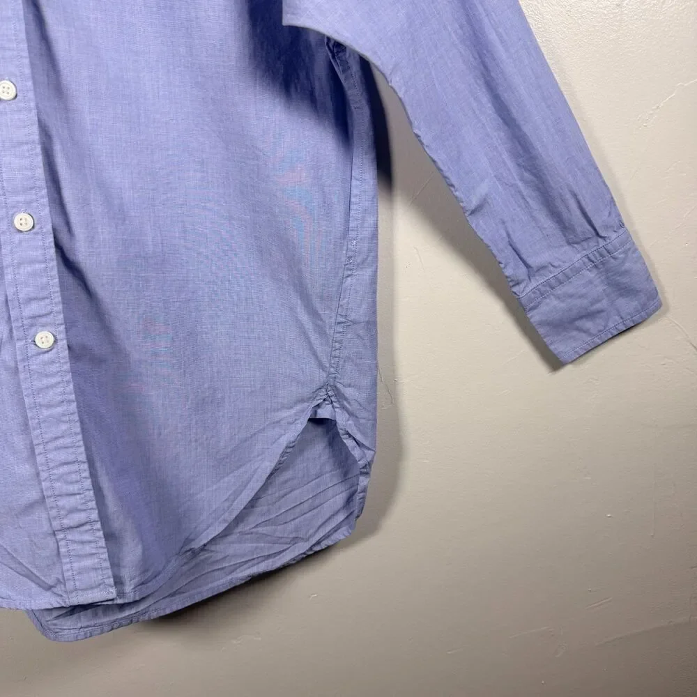 J. Crew Relaxed Fit Blue Long Sleeve Cotton Shirt Size 0P Classic Preppy AY968